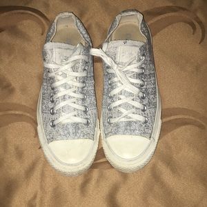 grey glittery converse worn but in good condition
